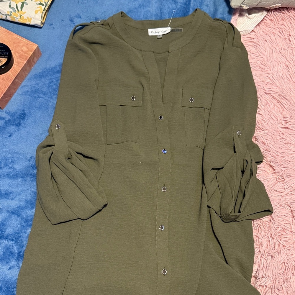 Calvin Klein Forest Green Button-Up Shirt